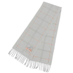Hermes Clan Brode Roulis Nnu Cashmere 100% Logo Embroidery Scarf with Fringe — view 3