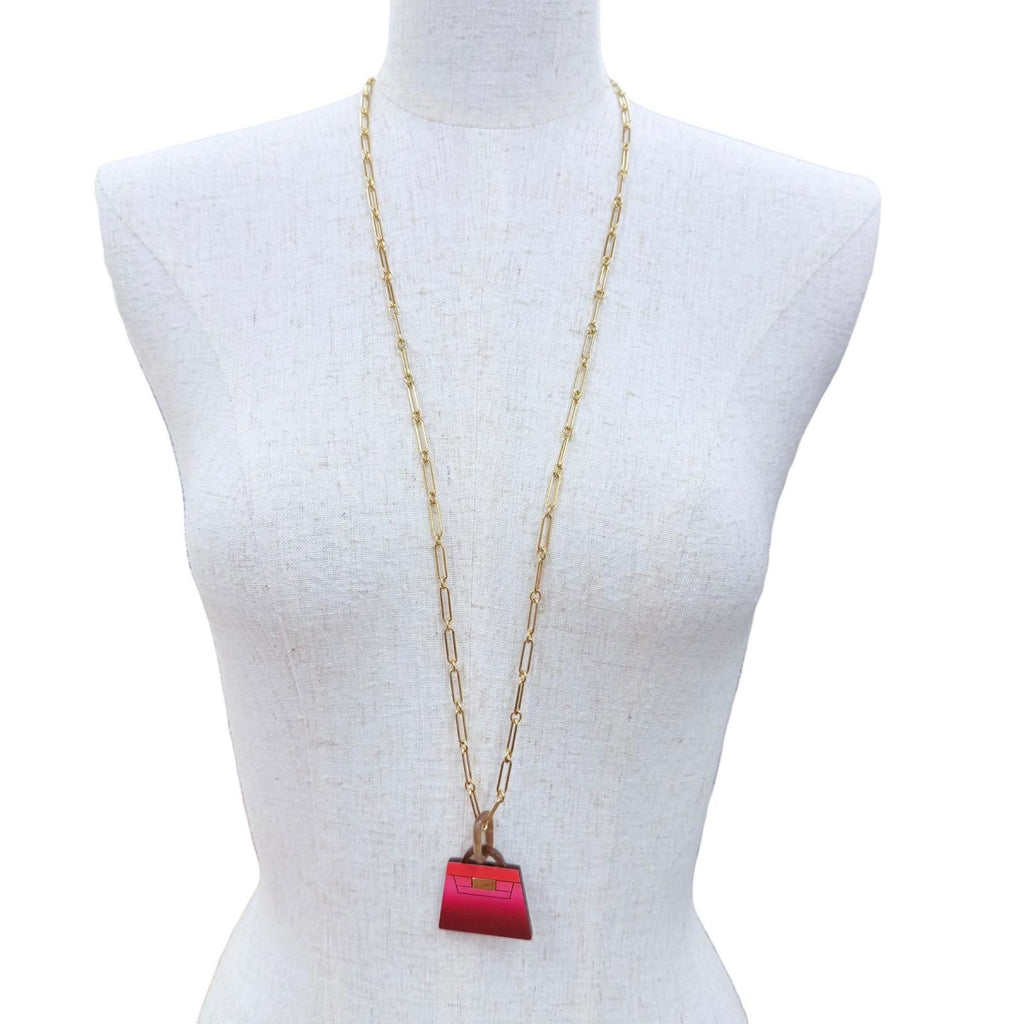Hermes Amulette Marokinnier GM Fusion Kelly Pendant Buffalo Horn Pink — view 2