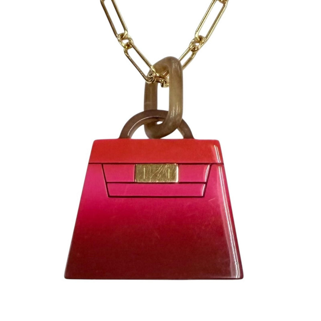 Hermes Amulette Marokinnier GM Fusion Kelly Pendant Buffalo Horn Pink