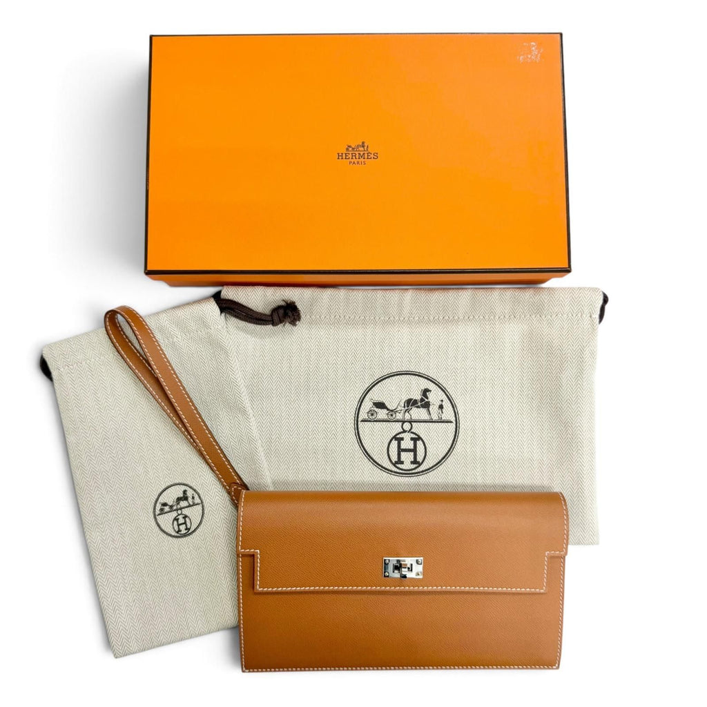 Hermes Kelly Pocket Long Veau Madame Gold Silver Wallet — view 2