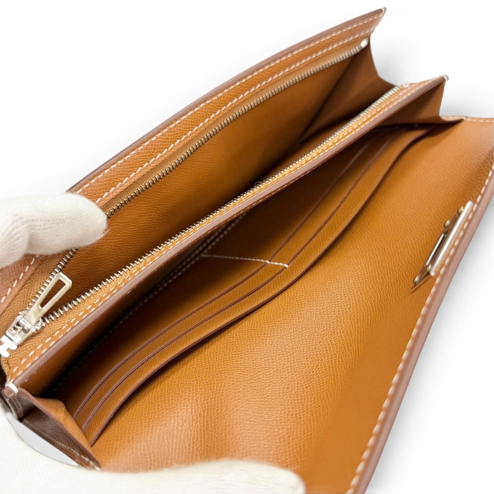 Hermes Kelly Pocket Long Veau Madame Gold Silver Wallet — view 6