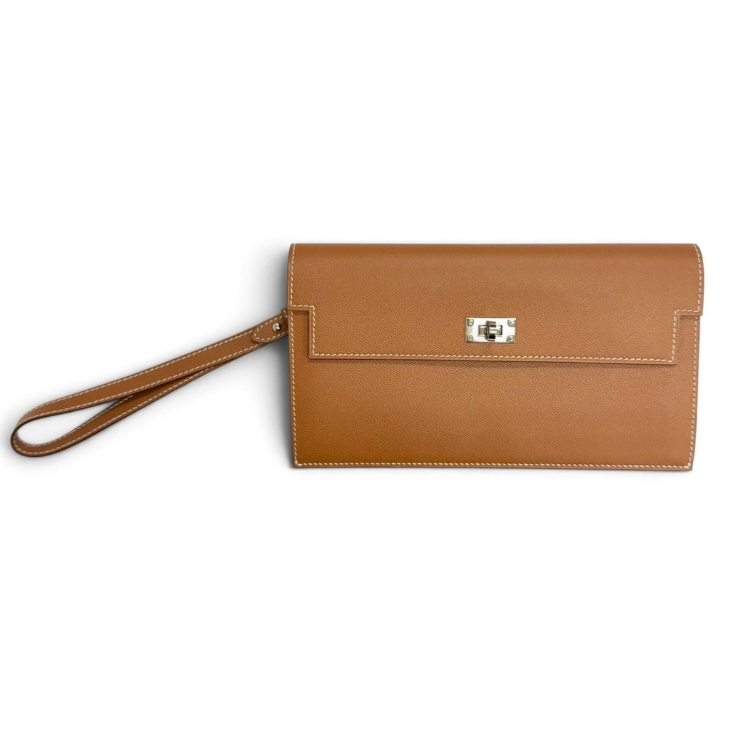 Hermes Kelly Pocket Long Veau Madame Gold Silver Wallet