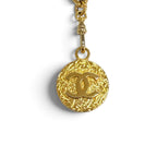 Chanel Vintage CC Logo Medal Motif Leather Chain Belt Gold Black — view 5