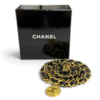 Chanel Vintage CC Logo Medal Motif Leather Chain Belt Gold Black — view 2