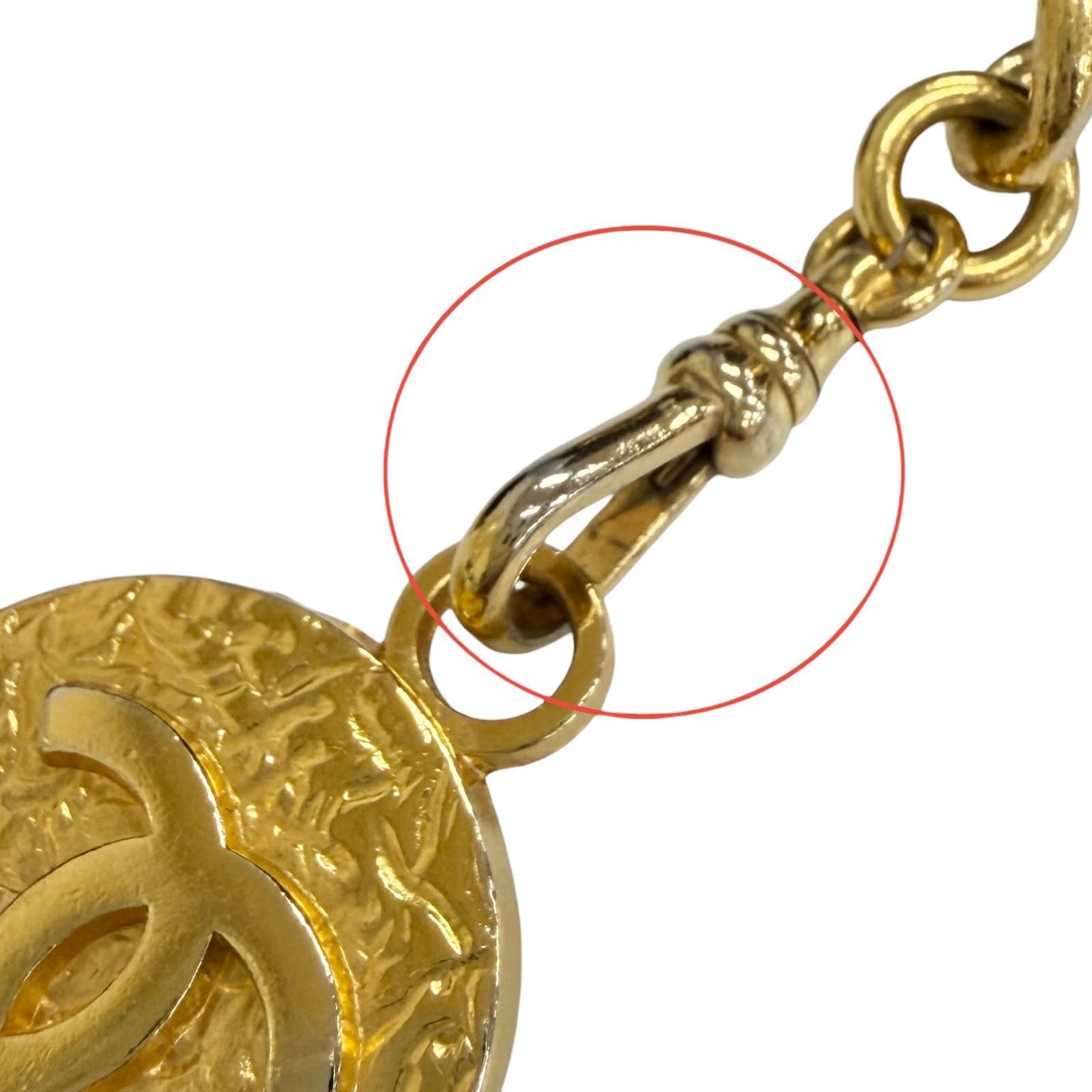 Chanel Vintage CC Logo Medal Motif Leather Chain Belt Gold Black — view 8