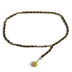 Chanel Vintage CC Logo Medal Motif Leather Chain Belt Gold Black — view 4
