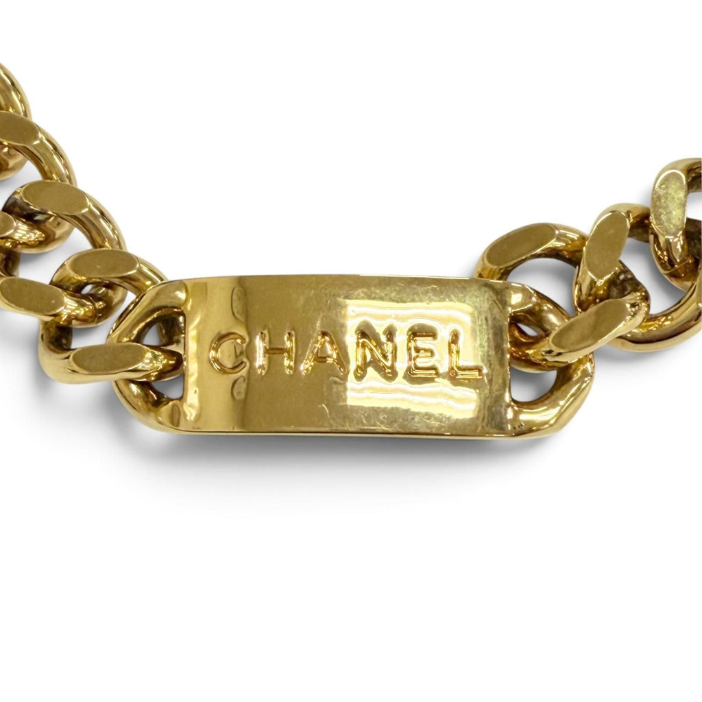 Chanel Vintage CC Logo Coin Motif Plate Chain Belt Gold — view 6