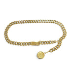 Chanel Vintage CC Logo Coin Motif Plate Chain Belt Gold — view 4