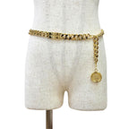 Chanel Vintage CC Logo Coin Motif Plate Chain Belt Gold — view 3