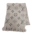 Louis Vuitton Logomania Scarf Wool Silk Gray Perlee