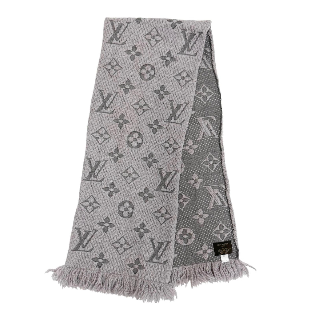 Louis Vuitton Logomania Scarf Wool Silk Gray Perlee — view 3