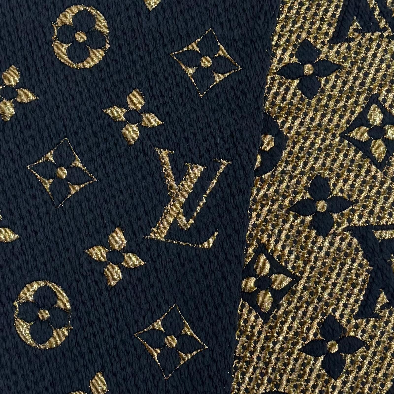 Louis Vuitton Logomania Scarf Shine Wool Silk Blue Petrol — view 4