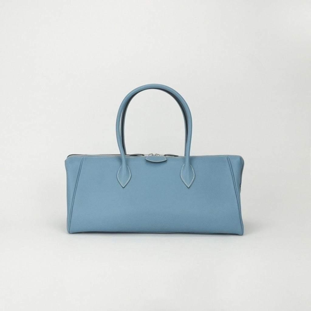 Hermes Paris Bombay 40 Tote Epsom Blue Jean Bleu Silver Travel Bag