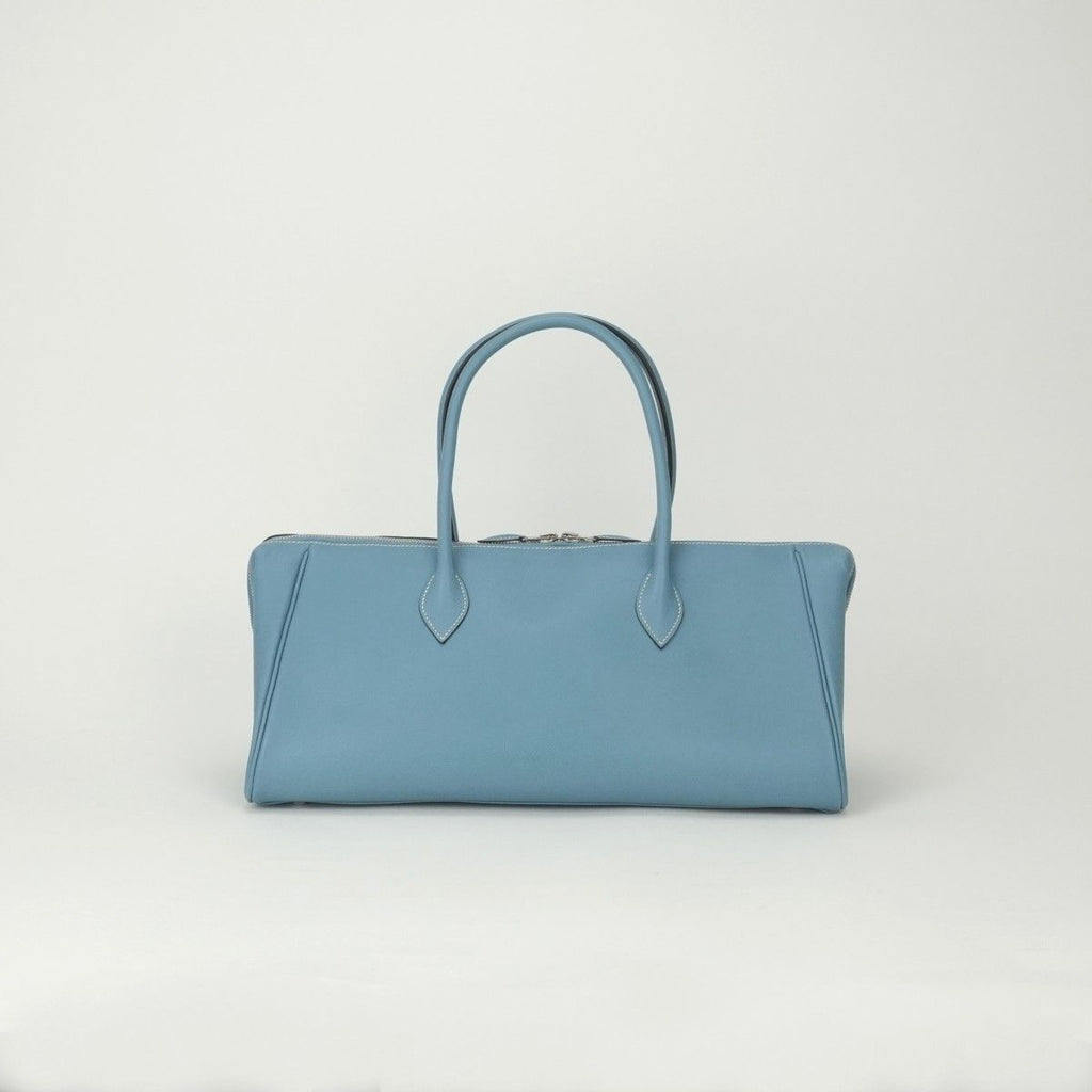 Hermes Paris Bombay 40 Tote Epsom Blue Jean Bleu Silver Travel Bag — view 3