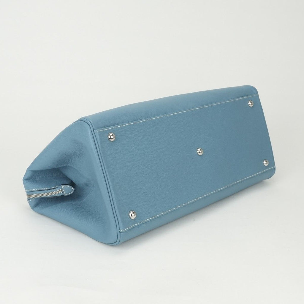 Hermes Paris Bombay 40 Tote Epsom Blue Jean Bleu Silver Travel Bag — view 6