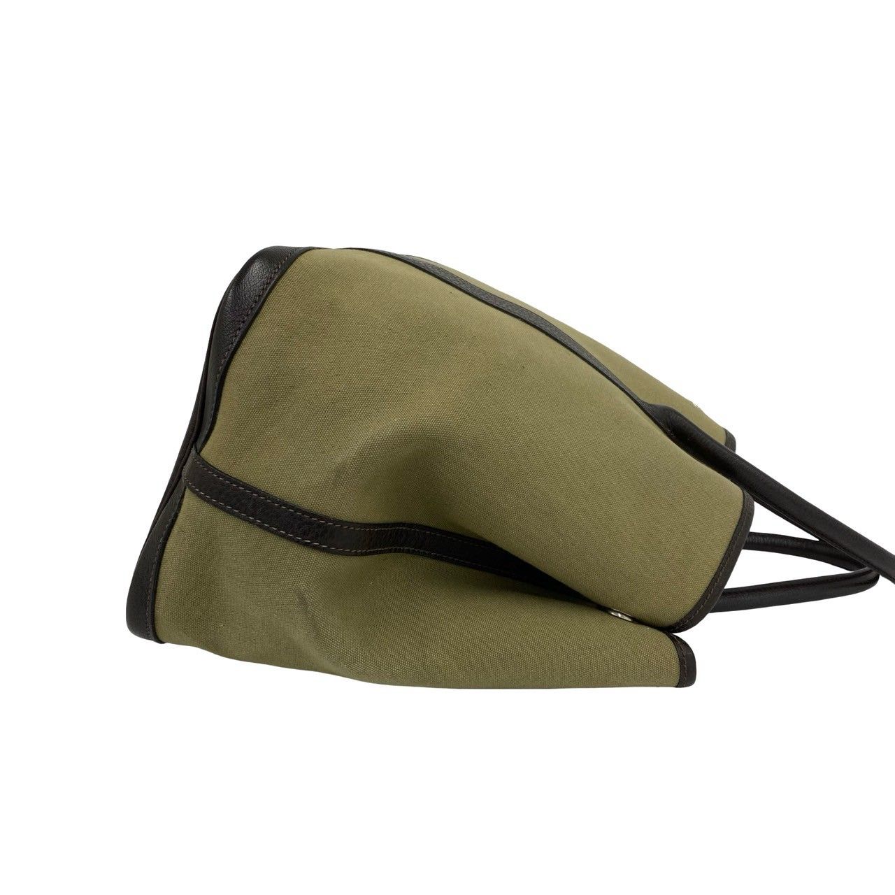 Hermes Garden Party PM Toile Officier Buffalo Tote Bag Khaki Nicotine — view 6