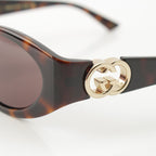 Gucci GG Interlocking G Oval Frame Asian Fit Sunglasses Eyewear Brown — view 7