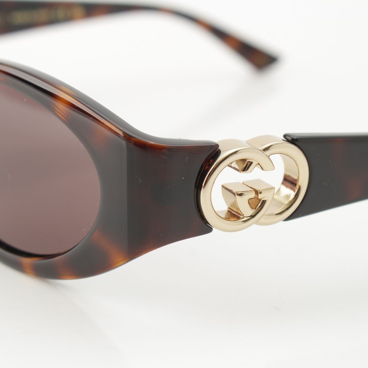 Gucci GG Interlocking G Oval Frame Asian Fit Sunglasses Eyewear Brown — view 7