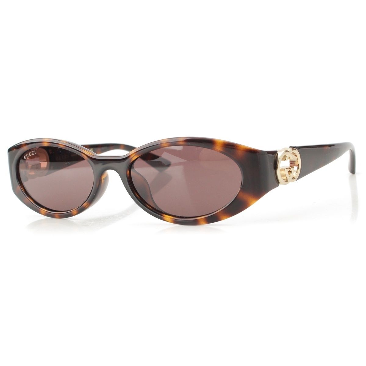 Gucci GG Interlocking G Oval Frame Asian Fit Sunglasses Eyewear Brown