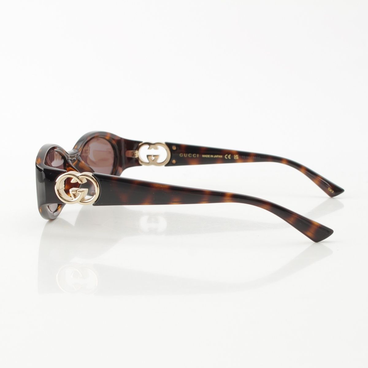 Gucci GG Interlocking G Oval Frame Asian Fit Sunglasses Eyewear Brown — view 3