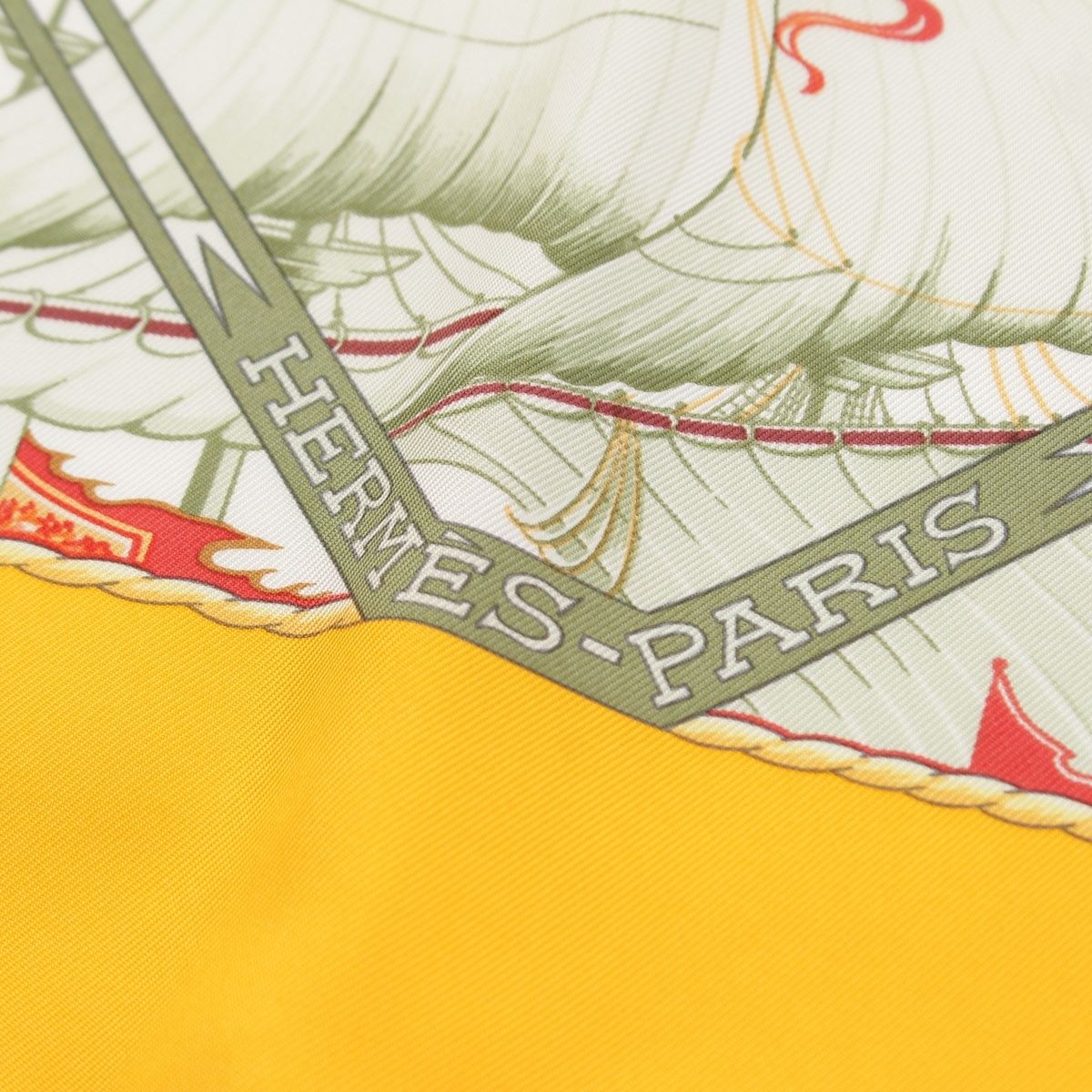 Hermes Carre 90 Au Dela Des Cinq Mers the Seas Silk Scarf Yellow — view 3