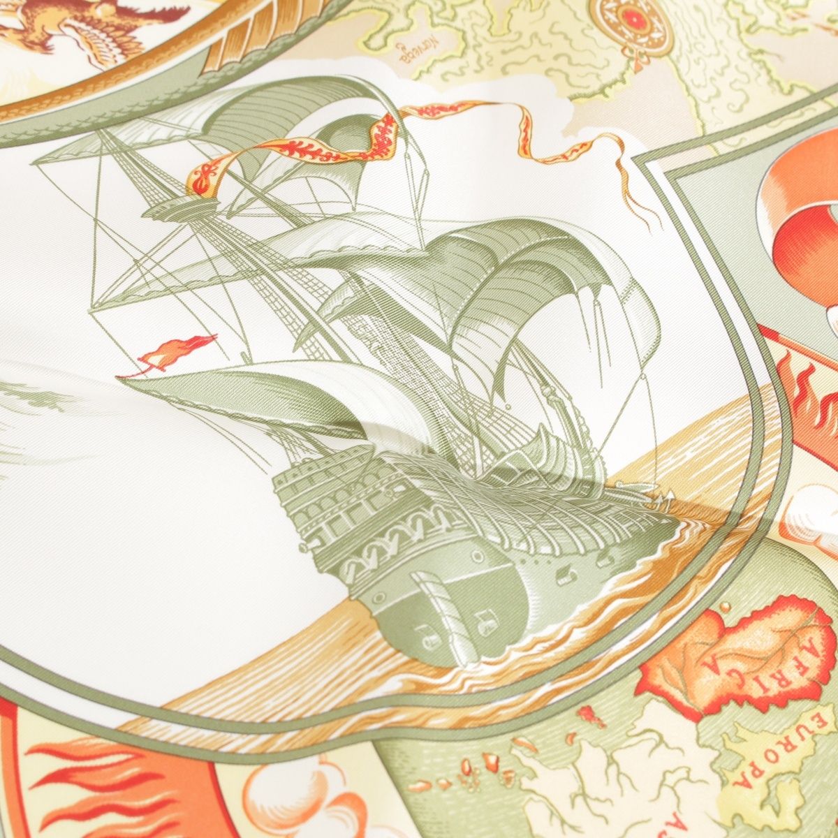 Hermes Carre 90 Au Dela Des Cinq Mers the Seas Silk Scarf Yellow — view 7