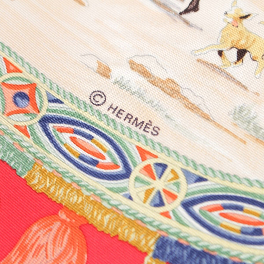 Hermes Carre 90 Cavaliers Peuls Pool Tribe Horseman Silk Scarf — view 3