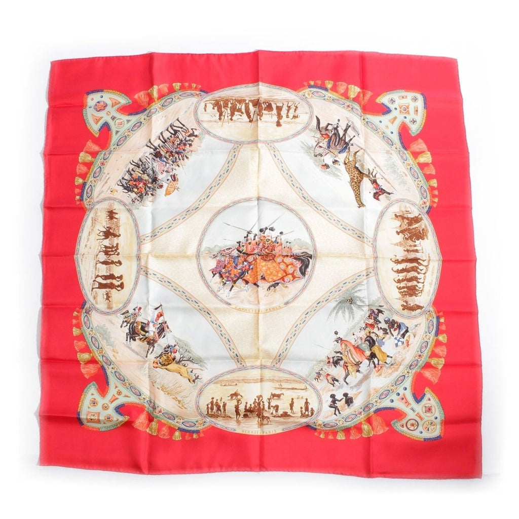 Hermes Carre 90 Cavaliers Peuls Pool Tribe Horseman Silk Scarf