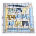 Hermes Carre 90 Metz les Sangles Silk Shawl Suspender Belt Scarf Blue