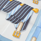 Hermes Carre 90 Metz les Sangles Silk Shawl Suspender Belt Scarf Blue — view 4