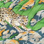 Hermes Pleated Carre Silk Sichuan Animal Scarf Navy Green — view 8