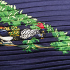 Hermes Pleated Carre Silk Sichuan Animal Scarf Navy Green — view 6