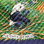 Hermes Pleated Carre Silk Sichuan Animal Scarf Navy Green — view 4