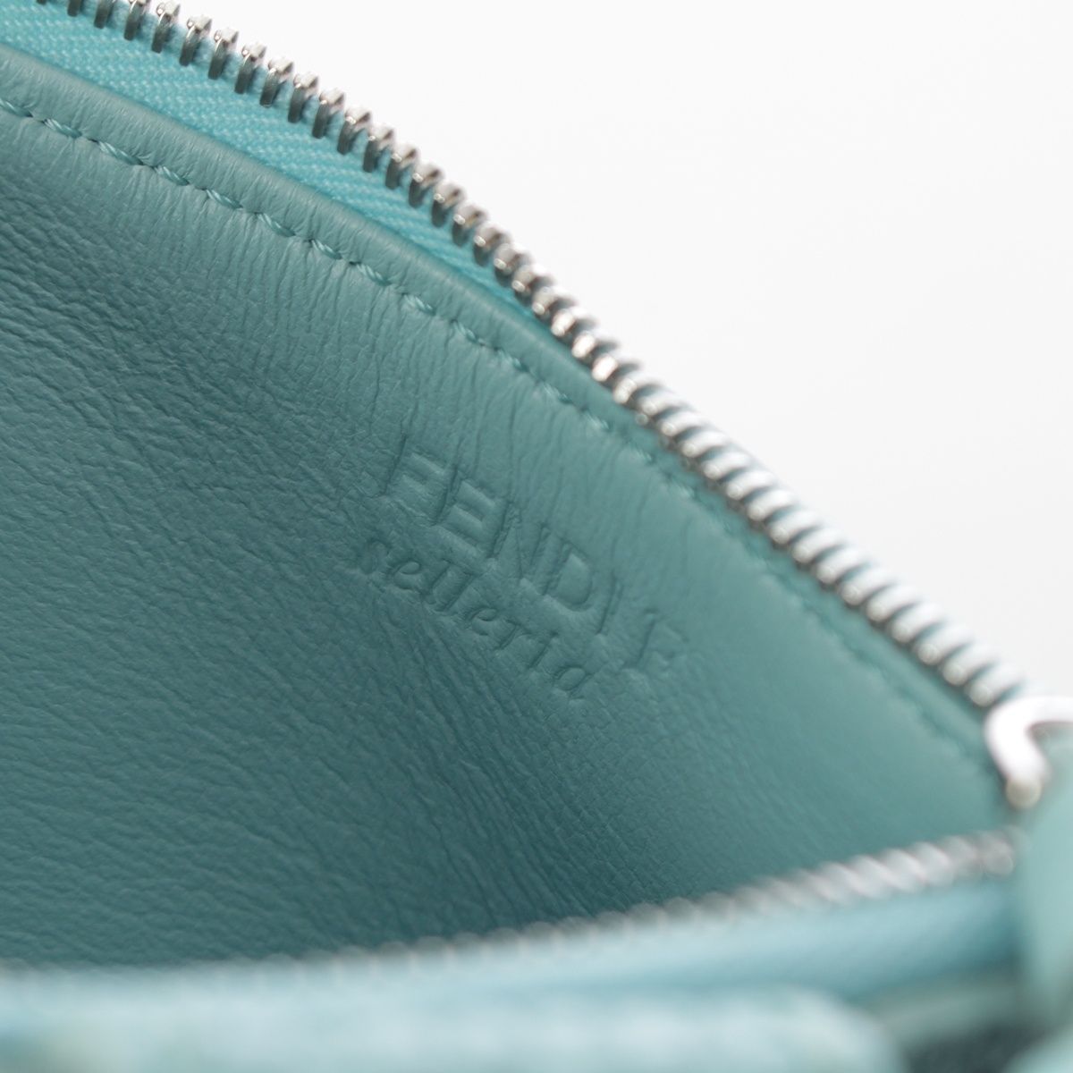 Fendi Selleria Leather FF Diamond Card Case Holder Fragment Light Blue — view 6