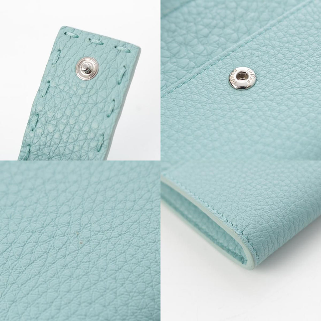 Fendi Selleria Leather FF Diamond Card Case Holder Fragment Light Blue — view 8