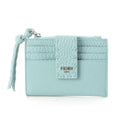 Fendi Selleria Leather FF Diamond Card Case Holder Fragment Light Blue