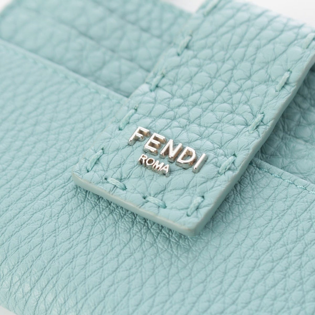 Fendi Selleria Leather FF Diamond Card Case Holder Fragment Light Blue — view 7