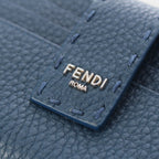 Fendi Selleria Leather FF Diamond Card Case Holder Fragment Blue — view 7
