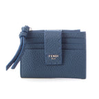 Fendi Selleria Leather FF Diamond Card Case Holder Fragment Blue