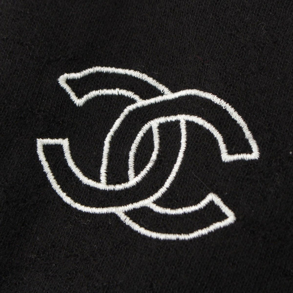Chanel Cashmere CC Logo Large Scarf Shawl Black — view 3