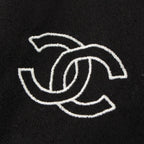 Chanel Cashmere CC Logo Large Scarf Shawl Black — view 3