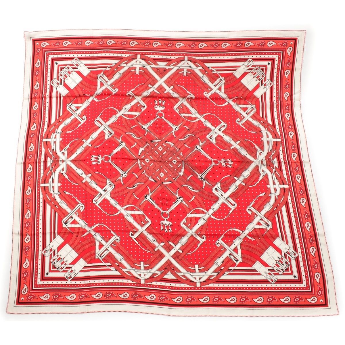 Hermes Carre Geant Cashmere Silk Mors a Jouets Bandana Horse Bit Scarf