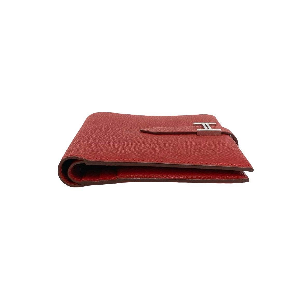 Hermes Bearn Compact Veau Epsom Bifold Wallet Mini Rouge Casaque — view 4