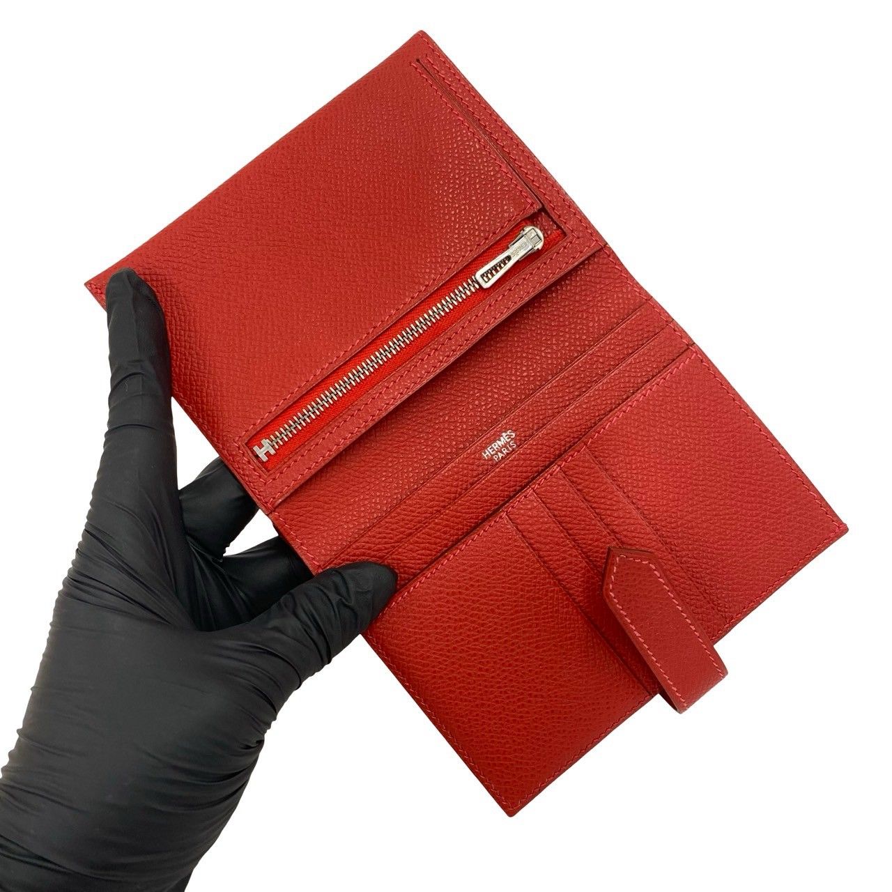 Hermes Bearn Compact Veau Epsom Bifold Wallet Mini Rouge Casaque — view 7
