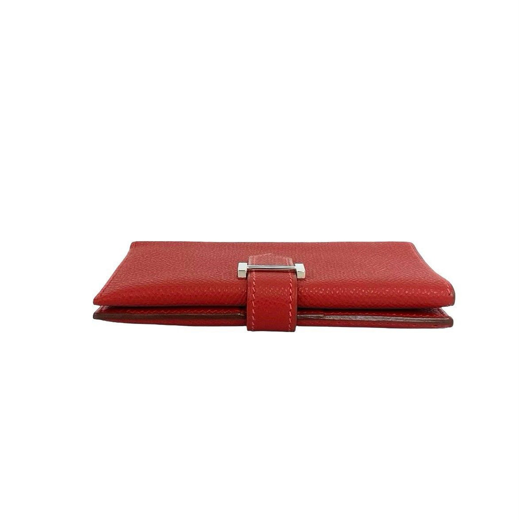 Hermes Bearn Compact Veau Epsom Bifold Wallet Mini Rouge Casaque — view 3