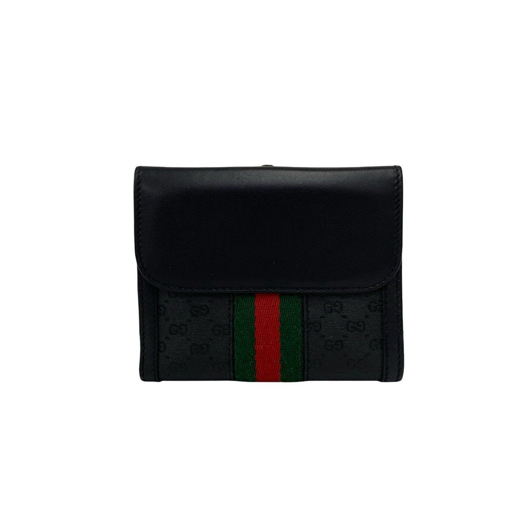 Gucci Vintage Sherry Line Micro GG Leather Bifold Wallet Mini Black — view 2