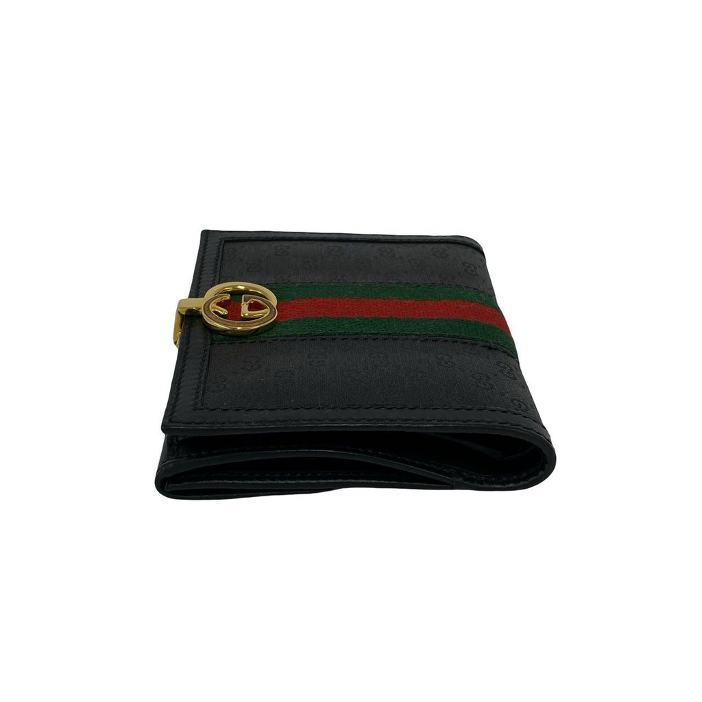 Gucci Vintage Sherry Line Micro GG Leather Bifold Wallet Mini Black — view 4