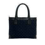 Gucci GG All Over Print Logo Canvas Leather Handbag Mini Tote Navy Black — view 3