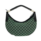 Gucci GG Logo Pattern Canvas Leather Shoulder Bag Green Black — view 3