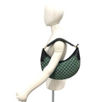 Gucci GG Logo Pattern Canvas Leather Shoulder Bag Green Black — view 2